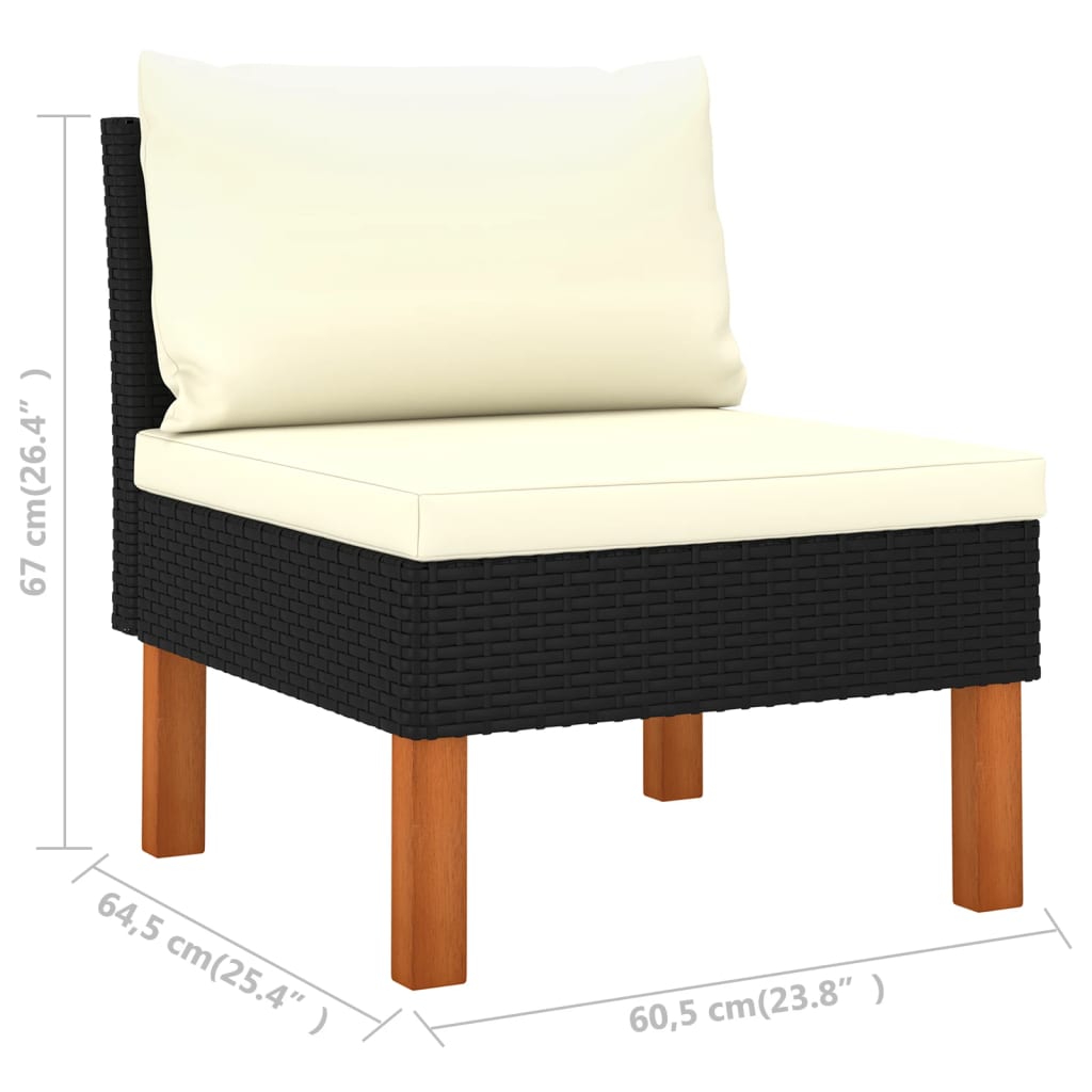 7-delige Loungeset poly rattan en eucalyptushout zwart