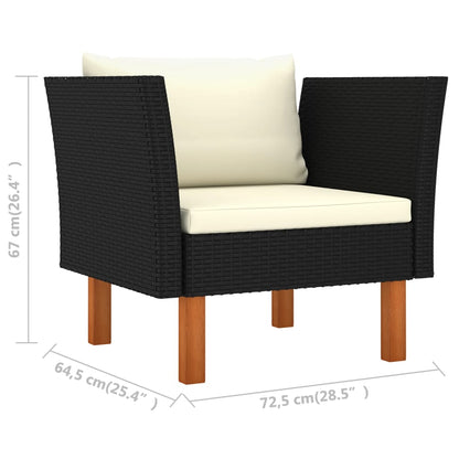 7-delige Loungeset poly rattan en eucalyptushout zwart