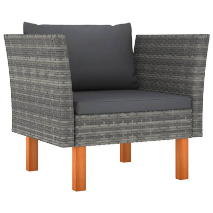 6-delige Loungeset poly rattan en eucalyptushout grijs