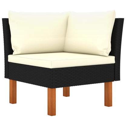 6-delige Loungeset poly rattan en eucalyptushout zwart