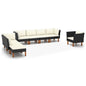 8-delige Loungeset poly rattan en eucalyptushout zwart