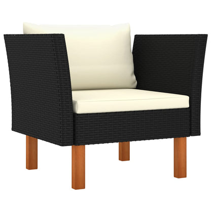 8-delige Loungeset poly rattan en eucalyptushout zwart