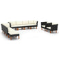 10-delige Loungeset poly rattan en eucalyptushout zwart