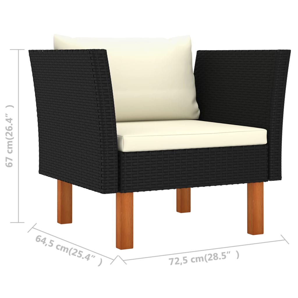 10-delige Loungeset poly rattan en eucalyptushout zwart