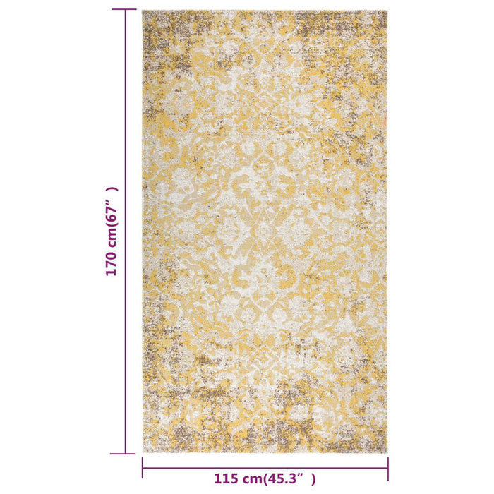 Buitenkleed platgeweven 115x170 cm geel