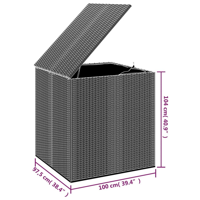 Tuinbox 100x97,5x104 cm polyetheen rattan grijs