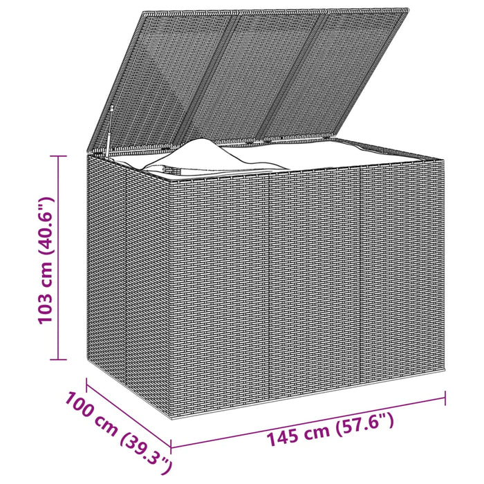 Tuinbox 145x100x103 cm polyetheen rattan grijs