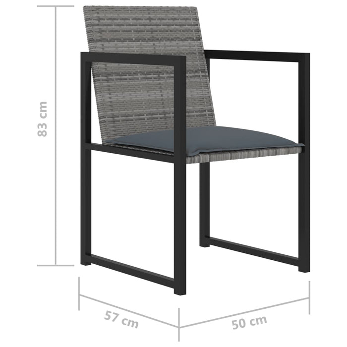 7-delige Tuinset met kussens poly rattan grijs