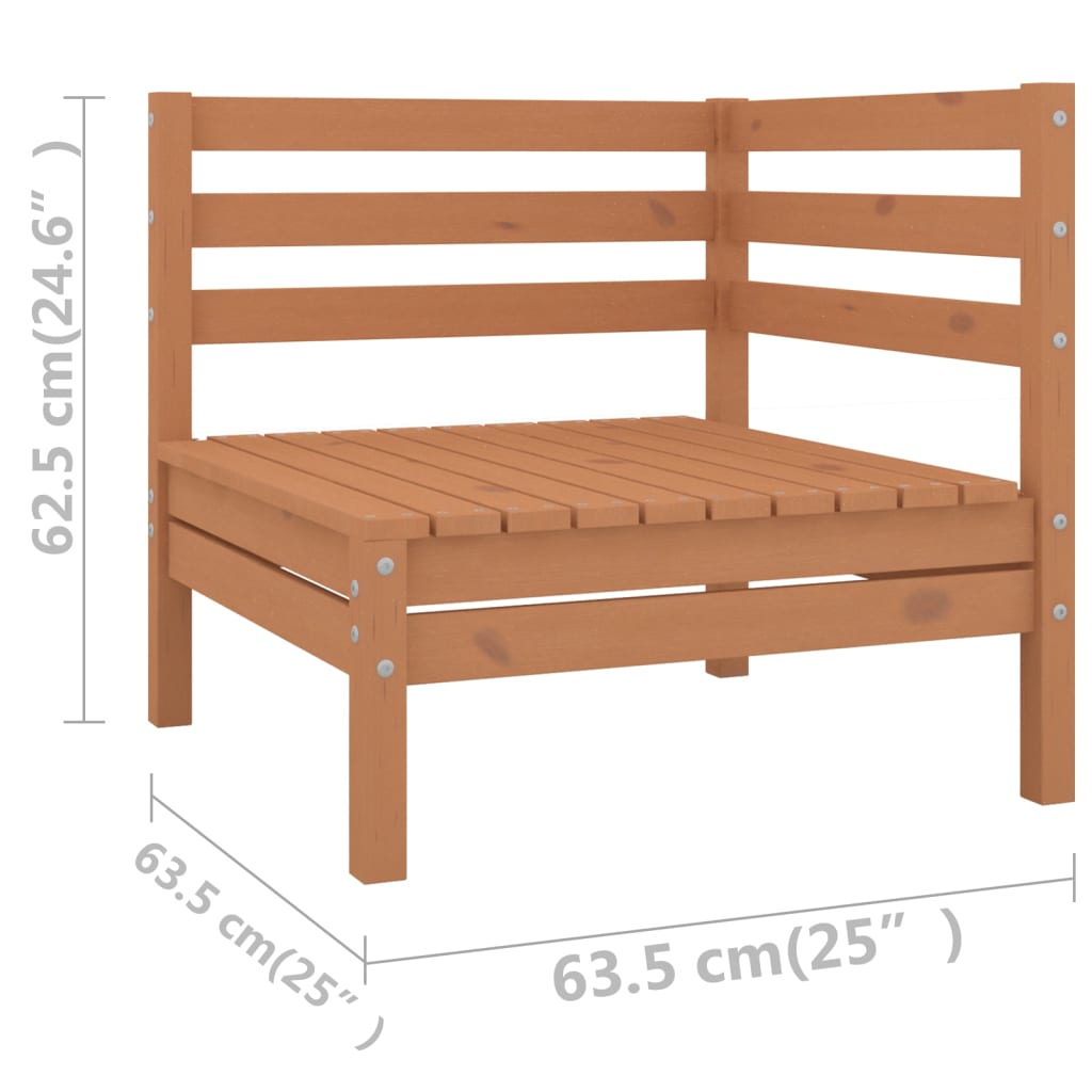 3-delige Loungeset massief grenenhout honingbruin