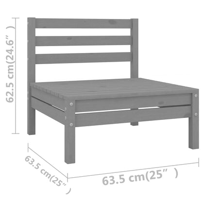 4-delige Loungeset massief grenenhout grijs