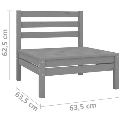 3-delige Loungeset massief grenenhout grijs