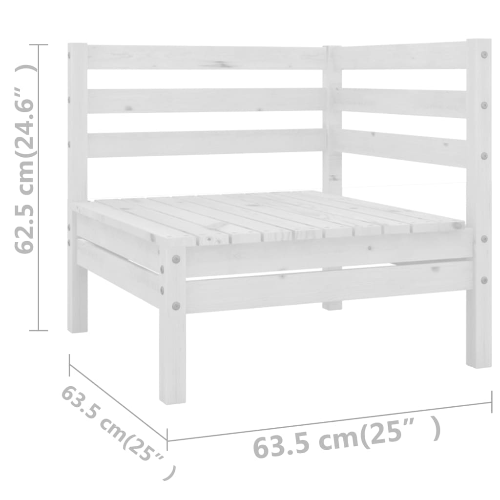 7-delige Loungeset massief grenenhout wit