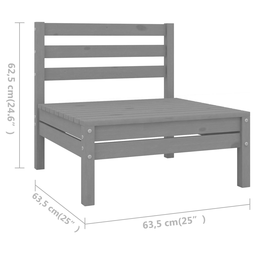 4-delige Loungeset massief grenenhout grijs