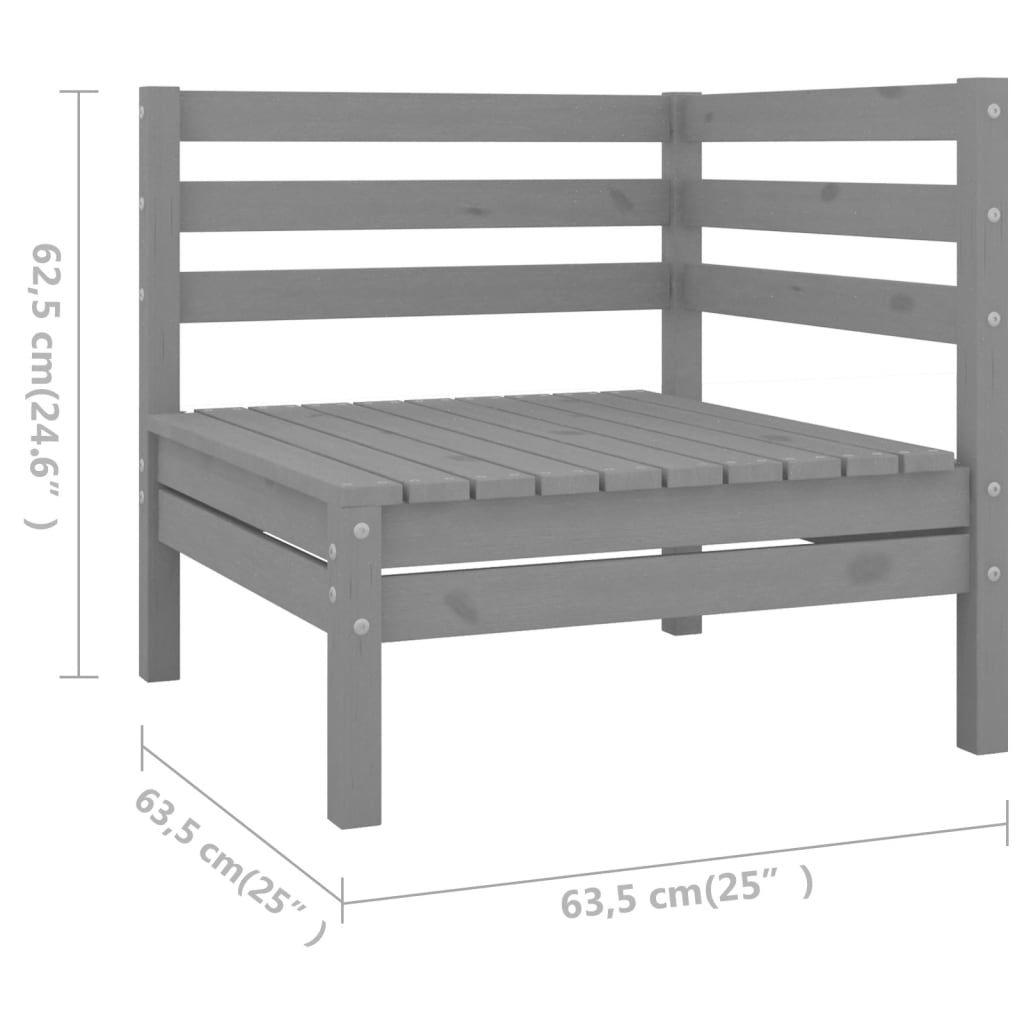 5-delige Loungeset massief grenenhout grijs