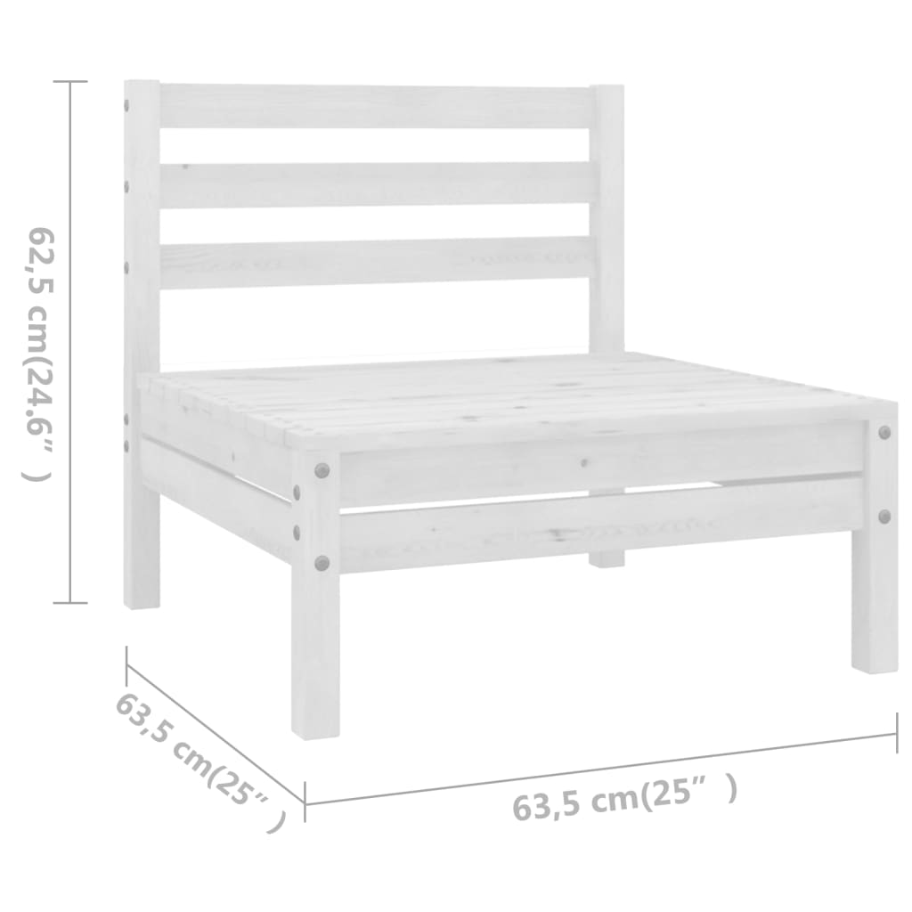 6-delige Loungeset massief grenenhout wit