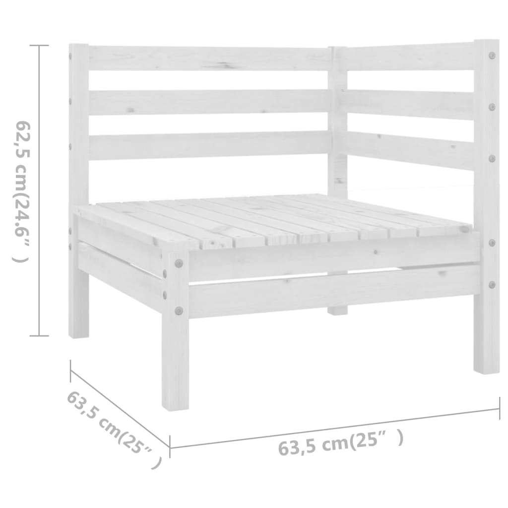 6-delige Loungeset massief grenenhout wit