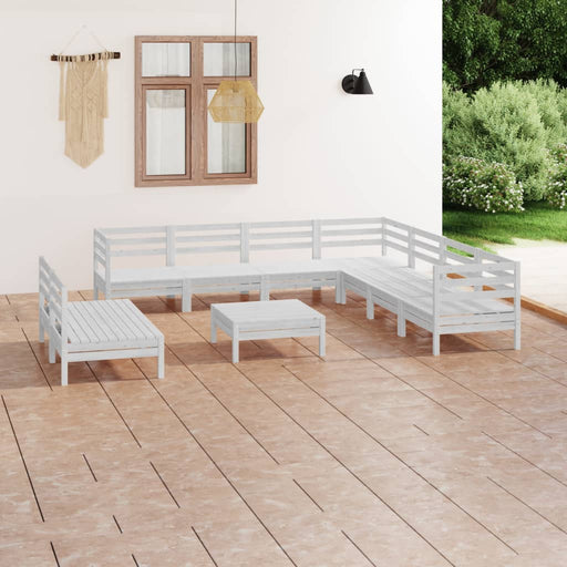 10-delige Loungeset massief grenenhout wit