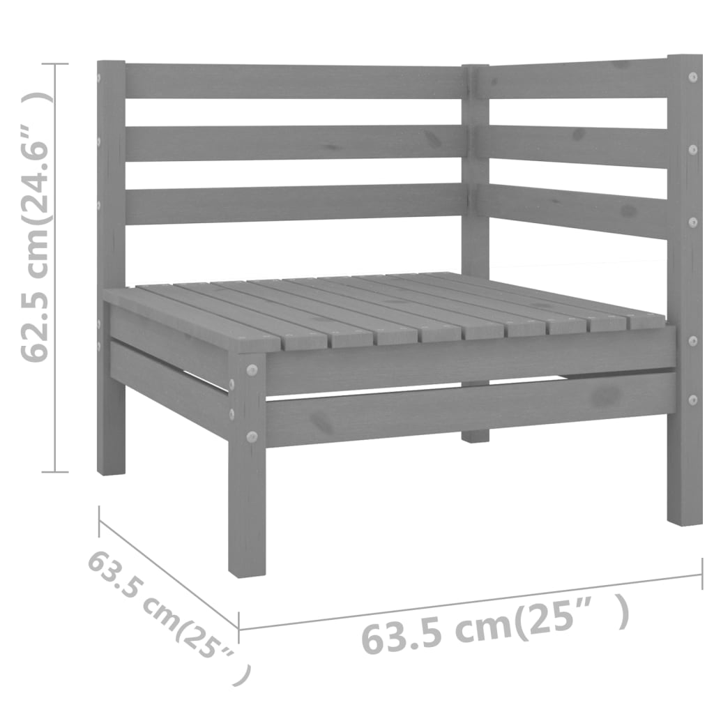 6-delige Loungeset massief grenenhout grijs