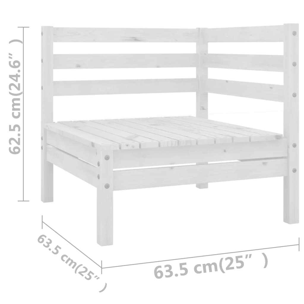 9-delige Loungeset massief grenenhout wit