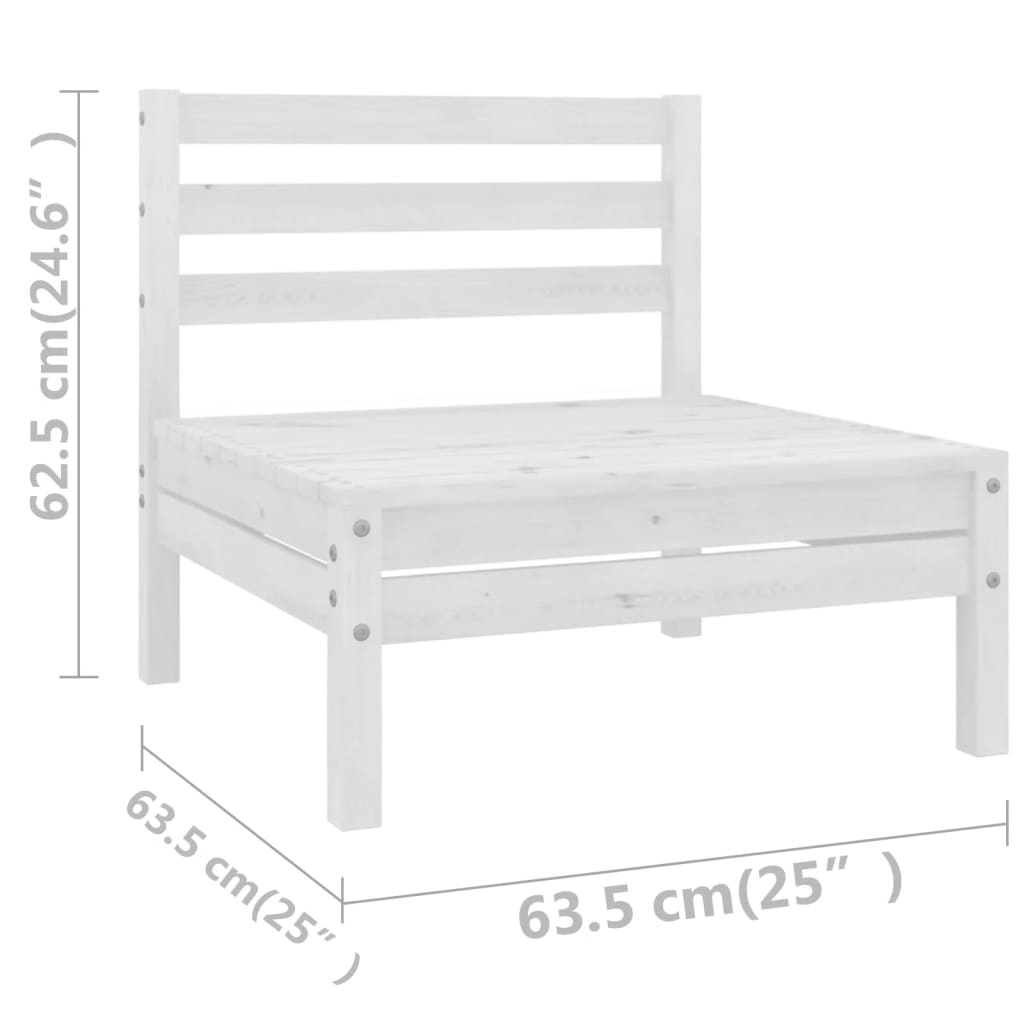 7-delige Loungeset massief grenenhout wit