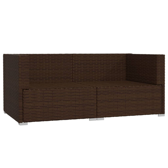 Tweezitsbank met kussens poly rattan bruin