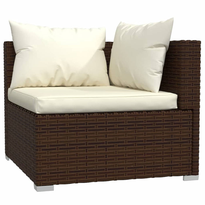 Tweezitsbank met kussens poly rattan bruin