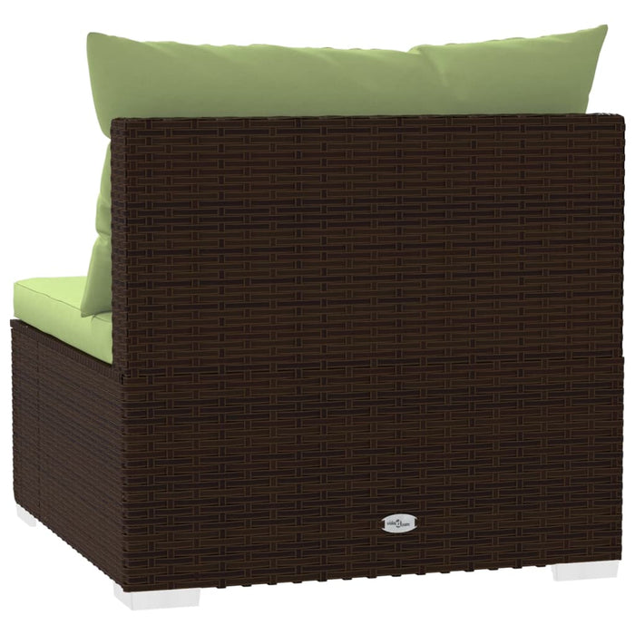 Bank 3-zits met kussens poly rattan bruin