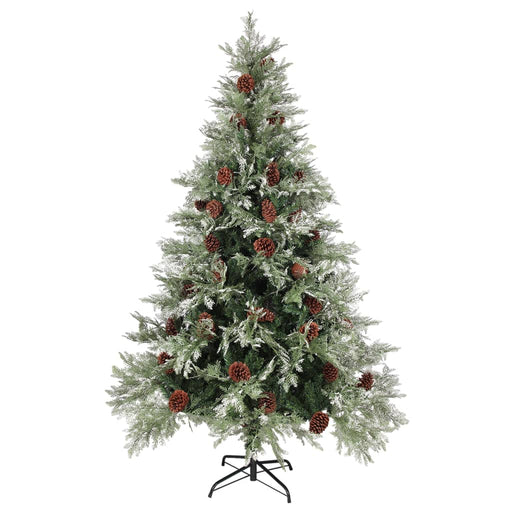 Kerstboom met dennenappels 120 cm PVC en PE groen en wit