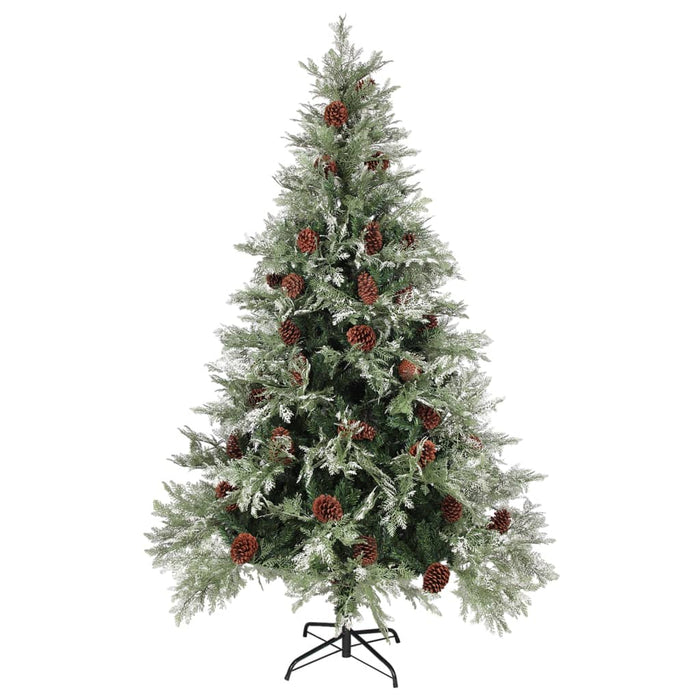 Kerstboom met dennenappels 120 cm PVC en PE groen en wit