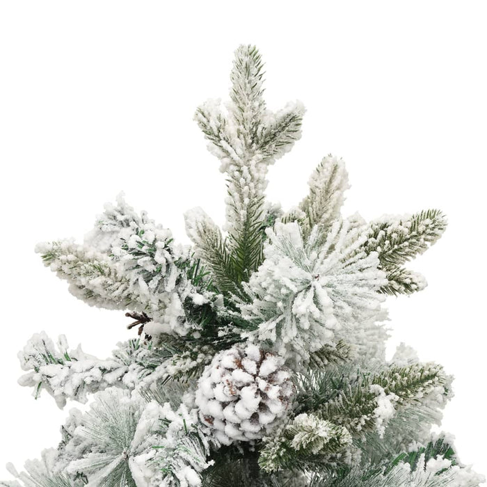 Kerstboom met LED en dennenappels en sneeuw 150 cm PVC en PE