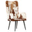 Fauteuil harig echt leer bruin en wit