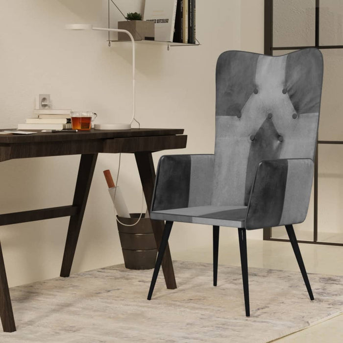 Fauteuil echt leer grijs