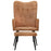 Fauteuil met voetensteun canvas bruin