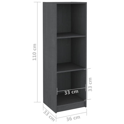 Boekenkast/kamerscherm 36x33x110 cm massief grenenhout grijs