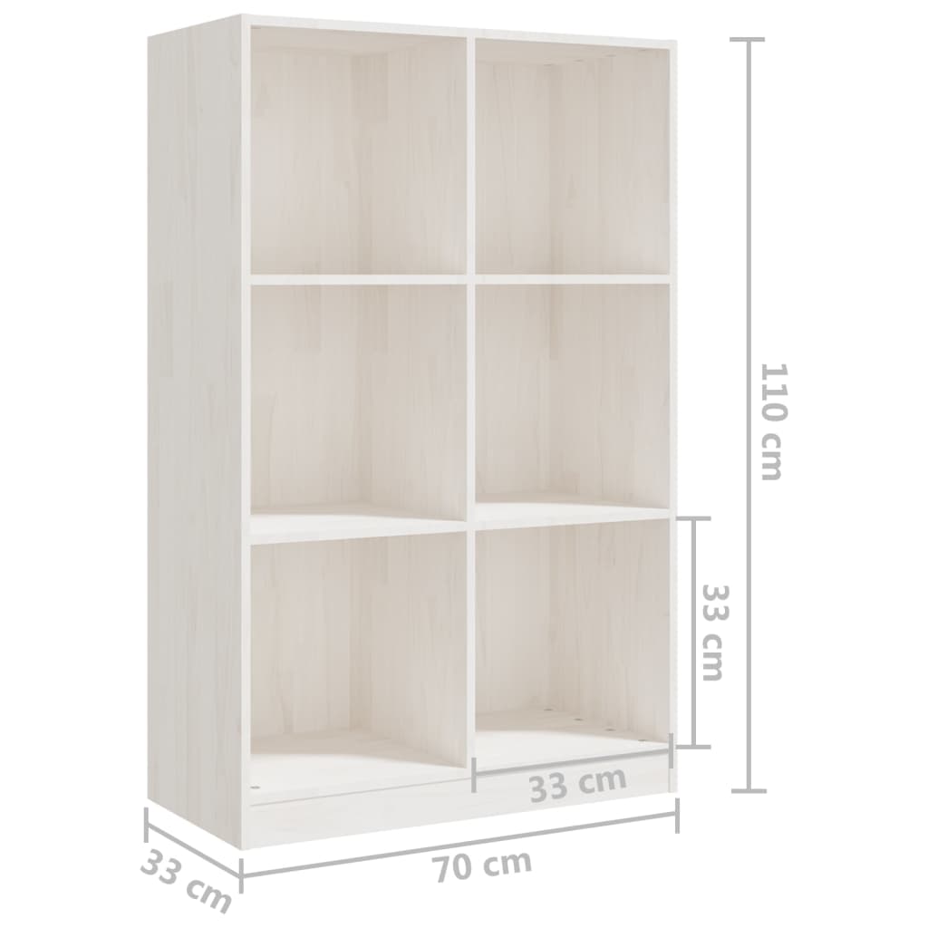 Boekenkast 70x33x110 cm massief grenenhout wit