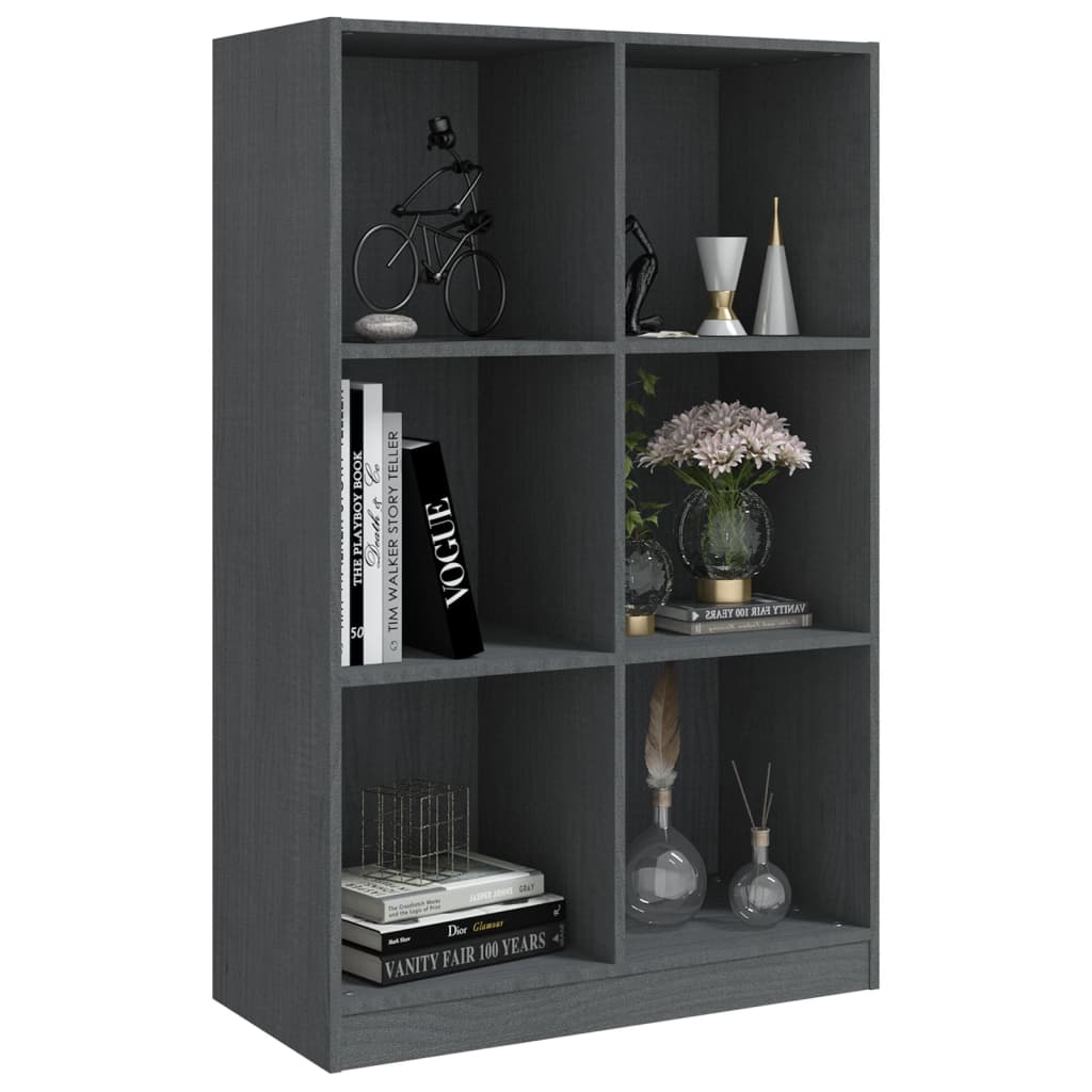 Boekenkast 70x33x110 cm massief grenenhout grijs