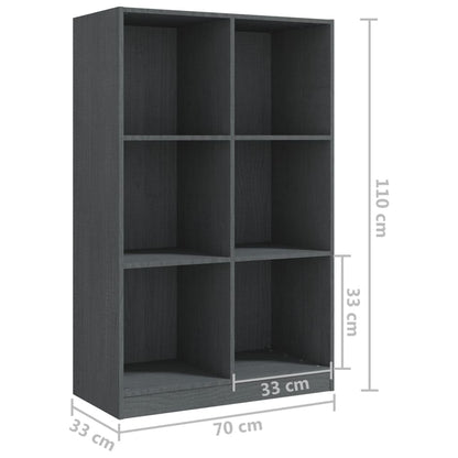 Boekenkast 70x33x110 cm massief grenenhout grijs