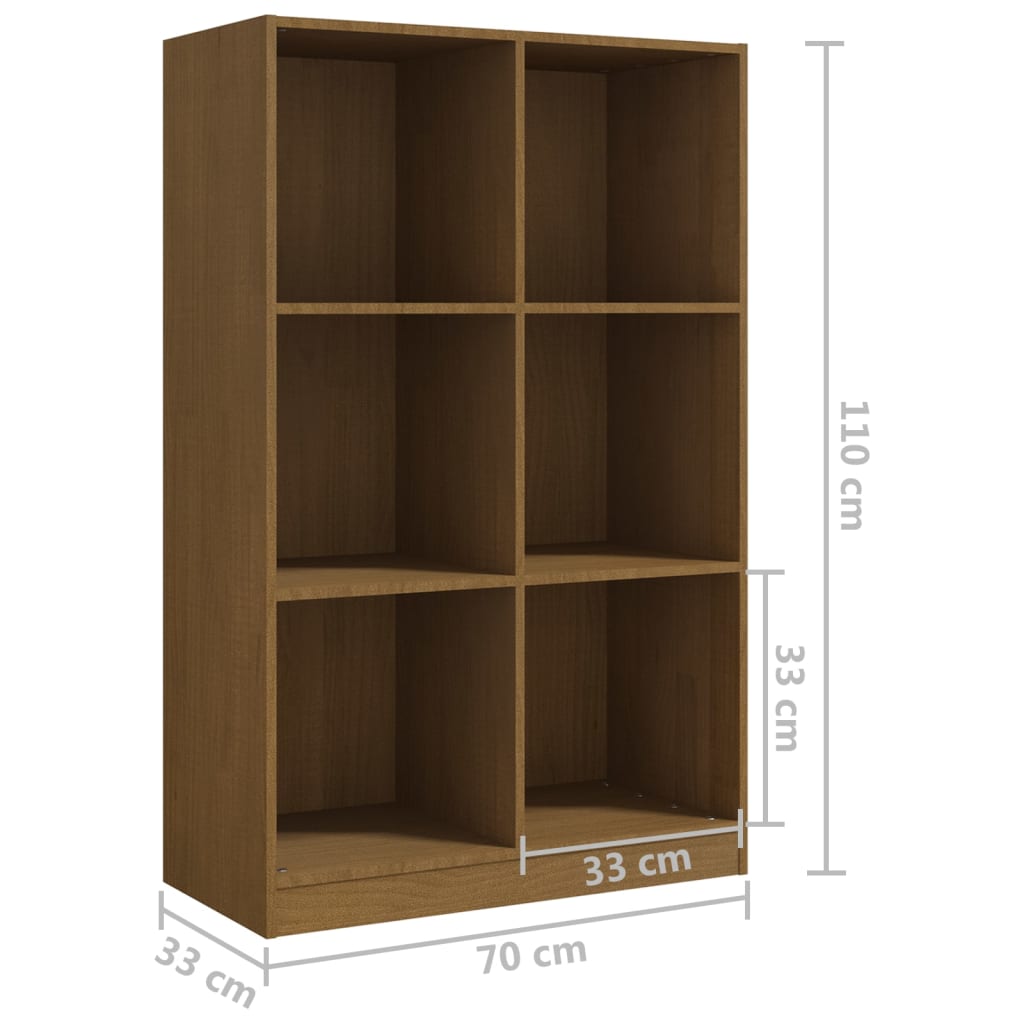 Boekenkast 70x33x110 cm massief grenenhout honingbruin