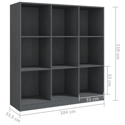 Boekenkast/kamerscherm 104x33,5x110 cm massief grenenhout grijs