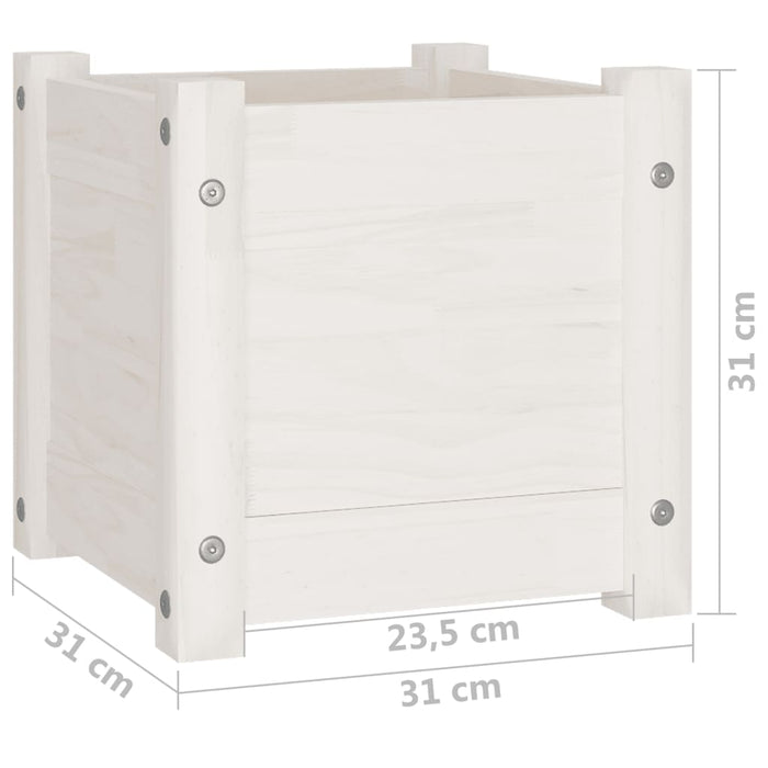 Plantenbak 31x31x31 cm massief grenenhout wit