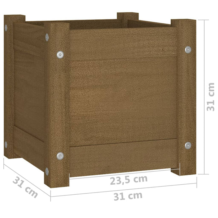 Plantenbak 31x31x31 cm massief grenenhout honingbruin