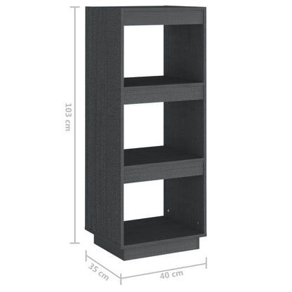 Boekenkast/kamerscherm 40x35x103 cm massief grenenhout grijs