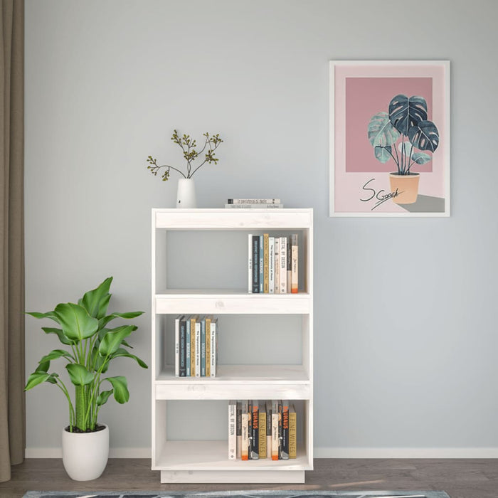 Boekenkast/kamerscherm 60x35x103 cm massief grenenhout wit