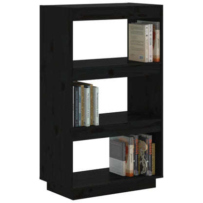 Boekenkast/kamerscherm 60x35x103 cm massief grenenhout zwart