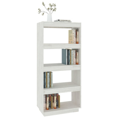 Boekenkast/kamerscherm 60x35x135 cm massief grenenhout wit