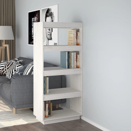 Boekenkast/kamerscherm 60x35x135 cm massief grenenhout wit