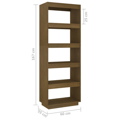 Boekenkast/kamerscherm 60x35x167 cm grenenhout honingbruin