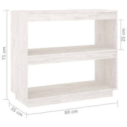 Boekenkast 80x35x71 cm massief grenenhout wit