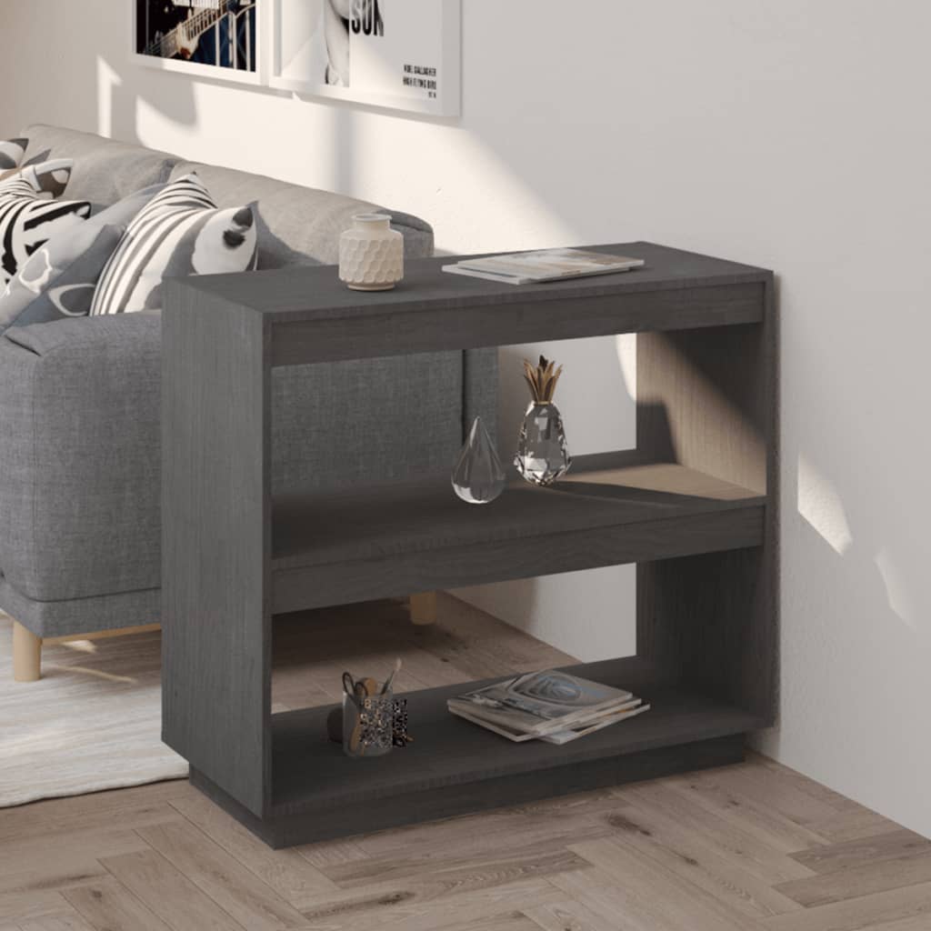 Boekenkast 80x35x71 cm massief grenenhout grijs