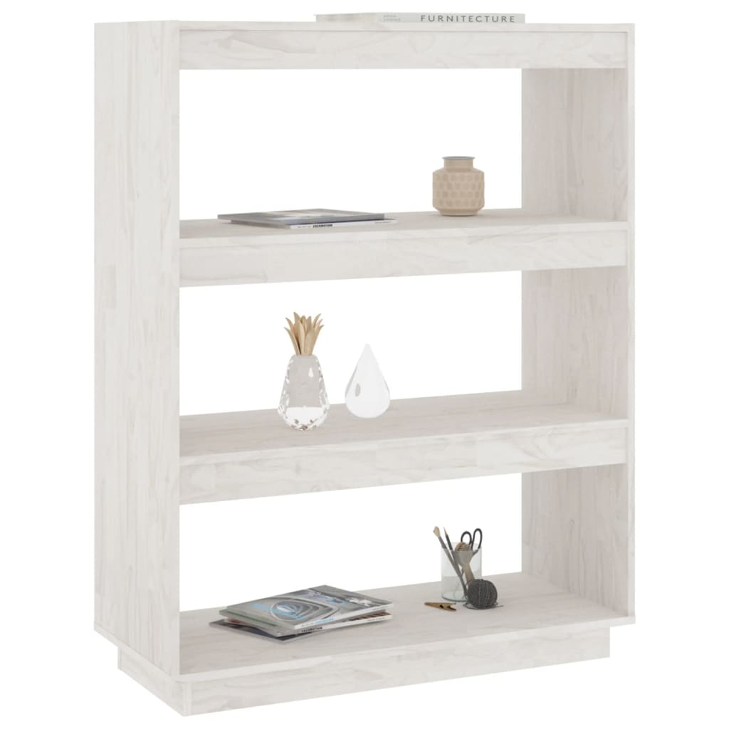 Boekenkast/kamerscherm 80x35x103 cm massief grenenhout wit